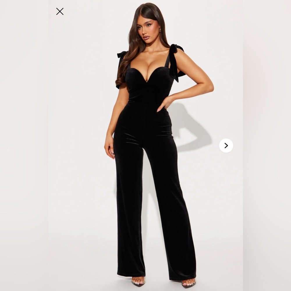 Fashion Nova Classic Black Velvet Jumpsuit